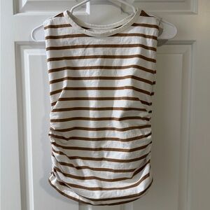 LOFT Cream and Brown Striped Tank